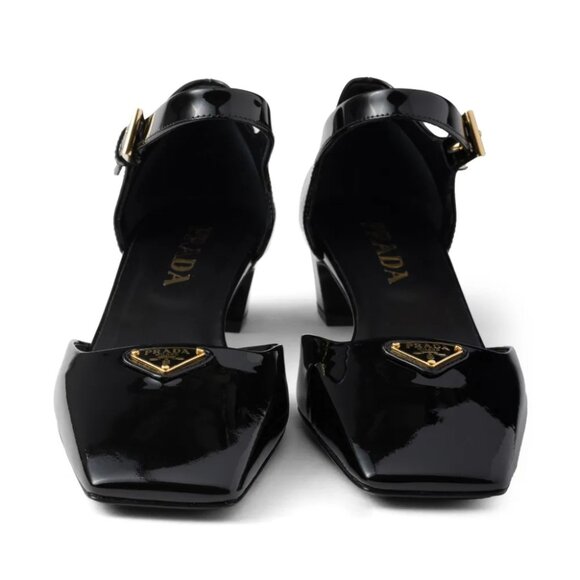 BNIB PRADA Modellerie Logo D'Orsay Square Toe Ankle Strap D'Orsay Pumps Heels - Picture 5 of 5